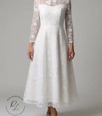 پیراهن دانتل گل‌پنبه‌ای - پیراهن عقد - طراحی و دوخت خانه عروس رزلند